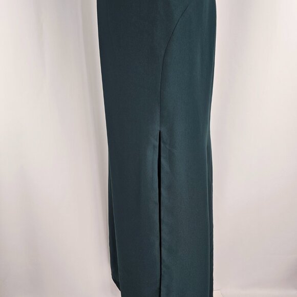 Dessy Collection Evergreen Halter Open Tie Back Front Slit Maxi Dress Size 12R - Picture 6 of 14